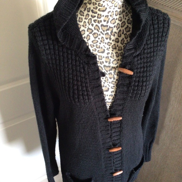 Black Hoodie Sweater Coat - Picture 4 of 4